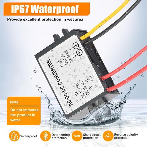 AC DC 15V-40V Step Down to DC 12V 3A Power Converter IP68 Waterproof Transformer 36W Buck Converter for Truck Boat Vehicle Car Cart in Saudi Arabia