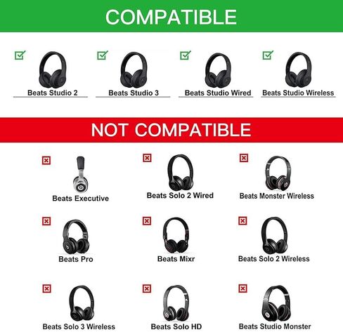 Alitutumao Studio 2.0 Memory Foam Ear Pads Protein Leather Replacement Earpads Ear Cushion Ear Cups Compatible with Beats Studio 2.0 Wired Studio 2.0 Wireless Sutdio 3.0 Over-Ear Headphones (Black) in Kuwait