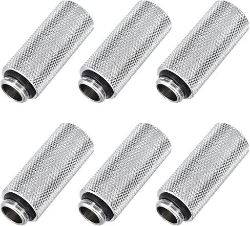MECCANIXITY ذكر إلى أنثى موسع تركيب G1/4 x 45mm لنظام تبريد المياه فضي اللون 6 قطع in Saudi Arabia