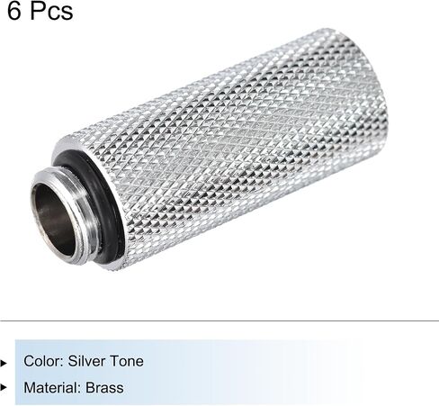 MECCANIXITY ذكر إلى أنثى موسع تركيب G1/4 x 45mm لنظام تبريد المياه فضي اللون 6 قطع in Saudi Arabia