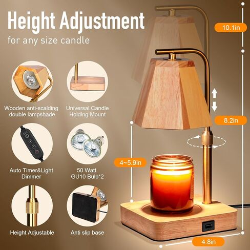 GUVOP Electric Candle Warmer Lamp with Timer, Adjustable Height & Brightness, 2-in-1 Scented Wax Melter Lantern & Desk Lamp, Perfect Home Decor & Gift in Saudi Arabia