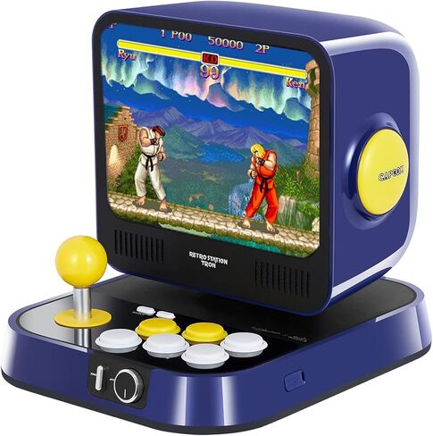 وحدة تحكم RETRO STATION Capcom Arcade، محملة مسبقًا بألعاب Capcom 5 Street Fighter Series المرخصة رسميًا و5 ألعاب Mega Man Series، وشاشة LCD مقاس 8 بوصات ودعم مخرج HDMI إلى شاشة كبيرة in Kuwait