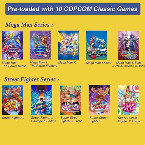 وحدة تحكم RETRO STATION Capcom Arcade، محملة مسبقًا بألعاب Capcom 5 Street Fighter Series المرخصة رسميًا و5 ألعاب Mega Man Series، وشاشة LCD مقاس 8 بوصات ودعم مخرج HDMI إلى شاشة كبيرة in Kuwait