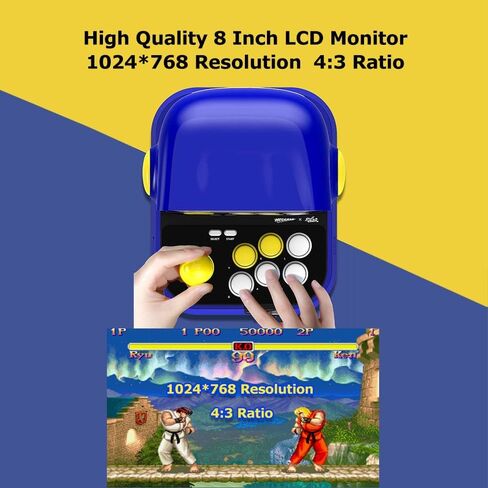 وحدة تحكم RETRO STATION Capcom Arcade، محملة مسبقًا بألعاب Capcom 5 Street Fighter Series المرخصة رسميًا و5 ألعاب Mega Man Series، وشاشة LCD مقاس 8 بوصات ودعم مخرج HDMI إلى شاشة كبيرة in Kuwait