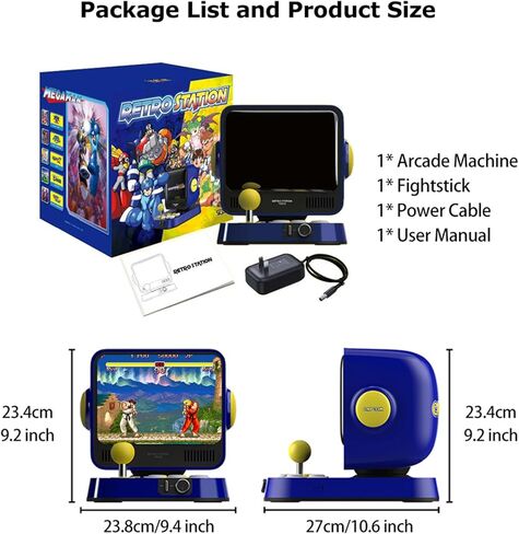 وحدة تحكم RETRO STATION Capcom Arcade، محملة مسبقًا بألعاب Capcom 5 Street Fighter Series المرخصة رسميًا و5 ألعاب Mega Man Series، وشاشة LCD مقاس 8 بوصات ودعم مخرج HDMI إلى شاشة كبيرة in Kuwait