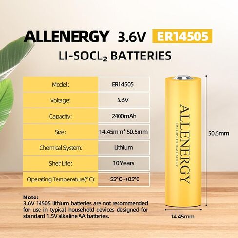 بطارية ليثيوم AA 3.6 فولت 2400 مللي أمبير في الساعة ER14505 بطاريات ليثيوم Li-SOCL₂ AA 4 عبوات، بطارية ER14505H 14505 LS14500 ER14500 لجهاز استشعار المياه وعداد الكهرباء والغاز in Saudi Arabia