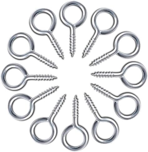 ECKJ Small Screw Eye Hooks 50 Pieces 1.1 inch Zinc Plated Metal Hook Eye Shape Screw Hooks Self Tapping Ring Round Hook Black for Hanging Jewelry, Crafts, Ornaments, DIY Wine Cork in Saudi Arabia