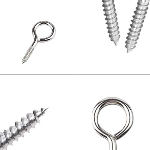 ECKJ Small Screw Eye Hooks 50 Pieces 1.1 inch Zinc Plated Metal Hook Eye Shape Screw Hooks Self Tapping Ring Round Hook Black for Hanging Jewelry, Crafts, Ornaments, DIY Wine Cork in Saudi Arabia