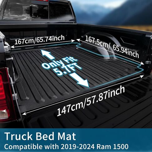 TIYURENER حصيرة سرير الشاحنة متوافقة مع 2022 2023 2024 Toyota Tundra 5.5FT Truck Bed Mat تصميم السيارة الأصلي Toyota Tundra Accessories Truck Bed Liner TPE مادة مضادة للانزلاق حصيرة سرير الشاحنة in Kuwait