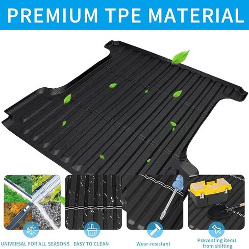 TIYURENER حصيرة سرير الشاحنة متوافقة مع 2022 2023 2024 Toyota Tundra 5.5FT Truck Bed Mat تصميم السيارة الأصلي Toyota Tundra Accessories Truck Bed Liner TPE مادة مضادة للانزلاق حصيرة سرير الشاحنة in Kuwait