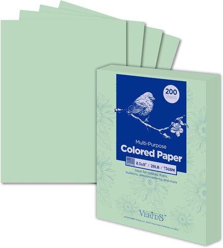 Veritas Colored Copy Paper, Multi-Purpose paper, Colored Printer Paper 8.5" x 11", 20 lb / 75 GSM,Salmon,200 Sheets (1 Reams)，Made in USA in Kuwait