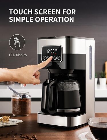 SHARDOR Coffee Maker Programmable with Thermal Carafe, Touch-Screen Drip Coffee Machine with Timer, 8-Cup Coffee Pot with Pause & Serve, Regular & Strong Brew, Auto Shut Off, Black & Stainless Steel in Saudi Arabia