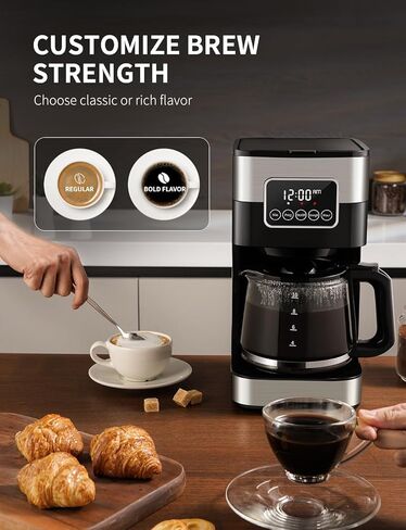 SHARDOR Coffee Maker Programmable with Thermal Carafe, Touch-Screen Drip Coffee Machine with Timer, 8-Cup Coffee Pot with Pause & Serve, Regular & Strong Brew, Auto Shut Off, Black & Stainless Steel in Saudi Arabia