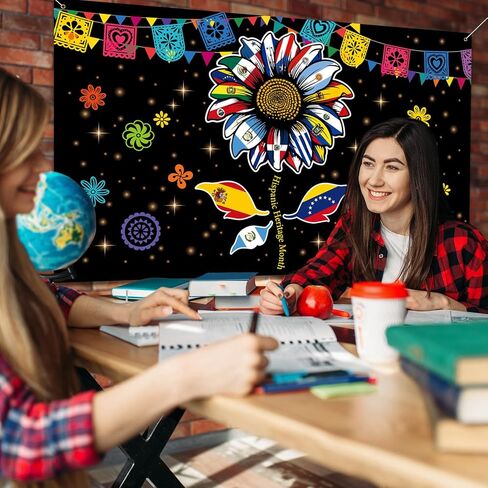 زخارف شهر التراث الإسباني 5.9 × 3.6 قدم لافتة أمريكا اللاتينية غطاء باب الفصل الدراسي خلفية إسبانية تتحدث باللغة الإسبانية للوحة إعلانات الفصل حديقة ساحة ديكور المنزل للحفلات in Kuwait