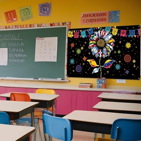 زخارف شهر التراث الإسباني 5.9 × 3.6 قدم لافتة أمريكا اللاتينية غطاء باب الفصل الدراسي خلفية إسبانية تتحدث باللغة الإسبانية للوحة إعلانات الفصل حديقة ساحة ديكور المنزل للحفلات in Kuwait