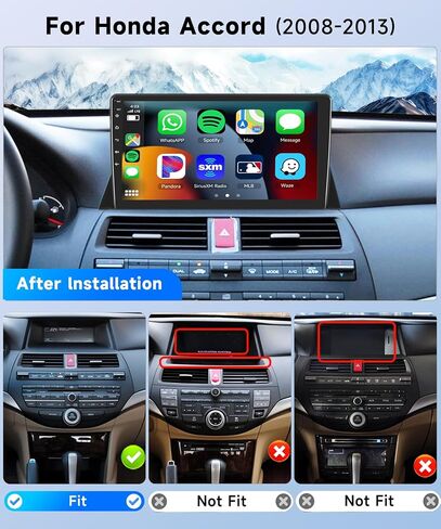 2+64 جيجا لسيارة Honda Accord 8th 2008-2013 راديو السيارة مع Carplay اللاسلكي/Android Auto، Android Car Stereo 10.1 بوصة شاشة تعمل باللمس GPS Navigation WiFi Bluetooth FM/RDS Mirror Link SWC كاميرا احتياطية in Saudi Arabia