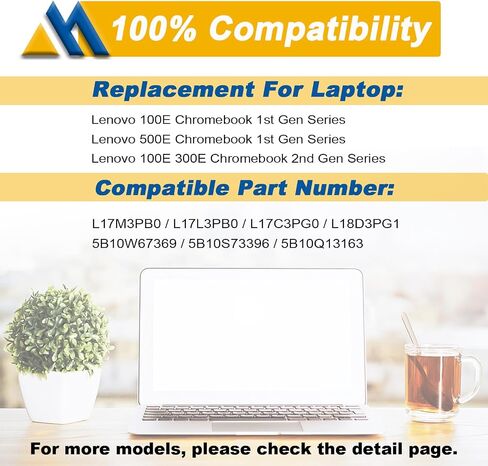 استبدال بطارية الكمبيوتر المحمول L17M3PB0 L17C3PG0 لجهاز Lenovo Chromebook 100e الجيل الثاني 100e-81QB 300e الجيل الثاني 300e-81QC 500e الجيل الثاني C340-11 S340-14 Series Notebook L17L3PB0 L18D3PG1 42Wh 3735mAh in Saudi Arabia