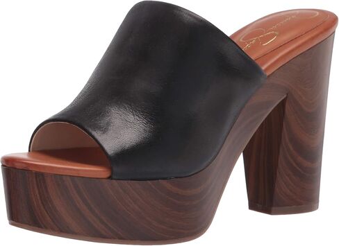 Jessica Simpson Women's Shelbie Block Heel Platform Heeled Sandal, Dark Black, 6 in Saudi Arabia