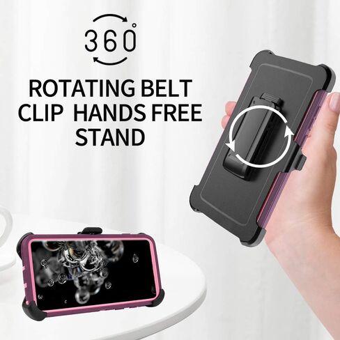 Case with Belt-Clip Holster for Galaxy S21 Drop Full Body Rugged Shock Dust Proof Military Protective Armour Phone Cover Heavy Duty (Purple Red/Light Pink) in Saudi Arabia