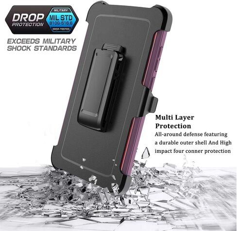 Case with Belt-Clip Holster for Galaxy S21 Drop Full Body Rugged Shock Dust Proof Military Protective Armour Phone Cover Heavy Duty (Purple Red/Light Pink) in Saudi Arabia