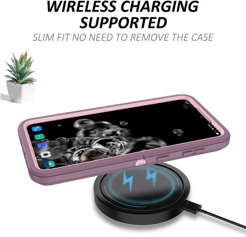Case with Belt-Clip Holster for Galaxy S21 Drop Full Body Rugged Shock Dust Proof Military Protective Armour Phone Cover Heavy Duty (Purple Red/Light Pink) in Saudi Arabia