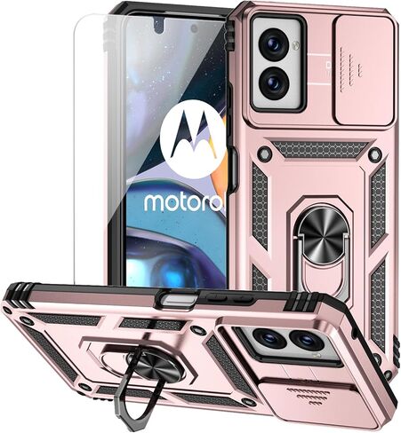for Motorola Moto G Power 5G 2024 Case with Camera Lens Cover HD Screen Protector, Dual Layer Military-Grade Drop Tested Magnetic Ring Holder Kickstand Protective Phone Case (Navy Blue) in Saudi Arabia