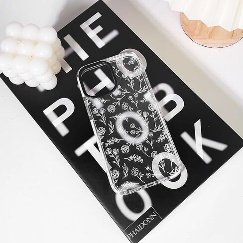 NITITOP متوافق مع iPhone 14 Pro Max Case لطيف زهرة شفافة للنساء فتاة فائقة النحافة كريستال مقاوم للصدمات ناعم TPU مضاد للأصفر غطاء هاتف واقٍ - أبيض in Kuwait