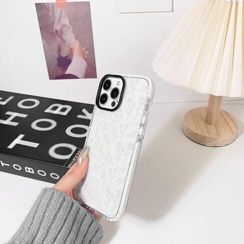 NITITOP متوافق مع iPhone 14 Pro Max Case لطيف زهرة شفافة للنساء فتاة فائقة النحافة كريستال مقاوم للصدمات ناعم TPU مضاد للأصفر غطاء هاتف واقٍ - أبيض in Kuwait