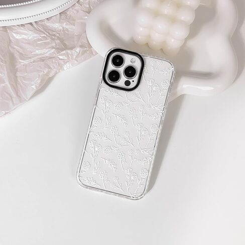 NITITOP متوافق مع iPhone 14 Pro Max Case لطيف زهرة شفافة للنساء فتاة فائقة النحافة كريستال مقاوم للصدمات ناعم TPU مضاد للأصفر غطاء هاتف واقٍ - أبيض in Kuwait