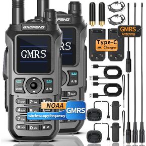 BAOFENG GMRS Radio GM21 GMRS Handheld Radio Long Range Walkie Talkies for UV-5R GMRS Rechargeable Two Way Radio 999 Channels,NOAA Weather Receiver,Copy Frequency with Battery USB-C Charger (2 Pack)