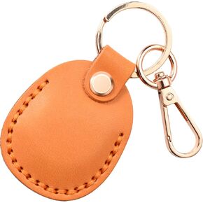 Airtag Holder Leather Case with Keychain, Portable Handmade Genuine Leather Air Tag Holder, Full Coverage Airtag Case Cover Compatible for AirTags 2021 Stylish Red