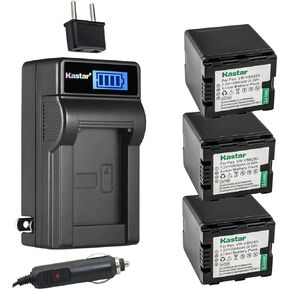 Kastar 3-Pack VW-VBN260 Battery and LCD AC Charger Compatible with Panasonic HDC-TM900, HDC-TM900GK, HDC-TM900GK-3D, HDC-TM900K, HDC-TM900P, HDC-TM900PC, HC-X800, HC-X800GK, HC-X900GK, HDC-SD800GK-3D