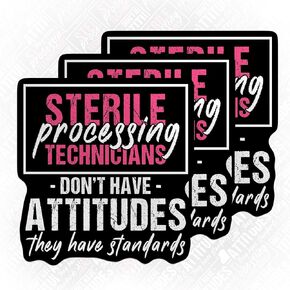 (3PCS) Sterile Processing Technicians Funny Tech Sticker Surgical Technologist Stickers Medical Surgeon Die Cut Waterproof Vinyl Sticker for Water Bottle Tumbler Hard Hat Helmet Car Laptop(3 Inches)
