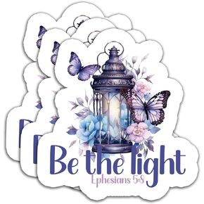 (3 قطع) ملصق Be The Light، ملصقات يسوع، ملصقات دينية مسيحية إيمانية، كتب ديكور، أجهزة الكمبيوتر المحمول، الأكواب، دفاتر القصاصات، زجاجات المياه، كيندلز، آية الكتاب المقدس، ملصق فينيل مقاوم للماء مقاس 3 بوصات × 2.8 بوصة