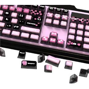 Pink Dye Sub PBT Keycaps,Pudding Keycaps, Custom Keycaps for Mechanical Gaming Keyboard,Shine Through Keycaps,Compatiability for 100%, 95%,80%,75%, 60% (Minimalism Pink)