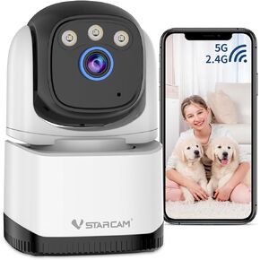 VSTARCAM 2.5K HD Indoor Camera, 2.4G & 5G Dual-Band WiFi Security Cameras with Color Night Vision, Pan-Tilt, Motion Detection, Human Tracking, 2-Way Talk, Baby & Pet Monitor with APP Remote Control