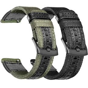 Olytop Galaxy Watch 5 Pro Bands/Watch 6/5/4 44mm 40mm Band Compatible with Samsung Watch 6/4 Classic 47mm 43mm 42mm 46mm Bands, 20mm Nylon Sports Bands with Leather Wristband Replacement Strap