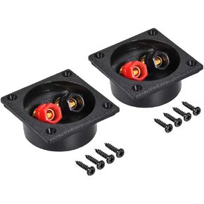 uxcell 2-Way Square Speaker Box Terminal Binding Post Stereo Screw Cup Connectors Subwoofer Plugs Black 2pcs