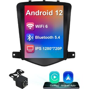 2+32G 10.4-inch Android 12 Car Stereo for Chevrolet Cruze J300 2008-2012 IPS Touchscreen Screen Car Radio with Carplay & Android Auto Support Backup Camera GPS FM Navi BT SWC