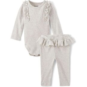 The Children's Place baby girls Long Sleeve Bodysuit and Pants, 2 Piece Set