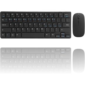 2.4G USB Keyboard Mouse Set for Computer White Blue Characters Compact Design Plug and Play Ergonomic Noiseless Portable, 5 Rows Layout with Double Sided Color