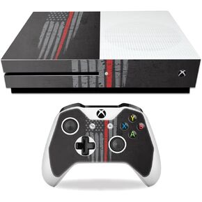 MightySkins Skin Compatible with Microsoft Xbox One S - Thin Red Line | Protective, Durable, and Unique Vinyl Decal wrap Cover | Easy to Apply, Remove, and Change Styles | Made in The USA