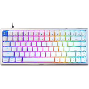 Glacier GK84 Arctic 75% Wired Detachable USB-C Mechanical Keyboard Hot Swap with Aluminum Frame and ABS Keycaps (Black)