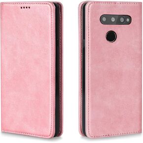 LG V30/V30 Plus/V35 ThinQ Case, Luxury [Cowhide Genuine Leather][Magnetic Closure] Handmade Wallet Case with Kickstand and Card Slots for LGV30/V30 Plus/V35/V35 ThinQ/V30+/V30s - Black