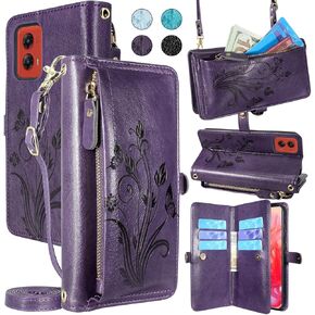 محفظة Lacass لهاتف Motorola Moto G Stylus 5G 2024، [حماية من سرقة البطاقات] حامل بطاقات بسحاب وغطاء جلدي قابل للطي وحزام معصم مع حامل (زهري أرجواني داكن) in Kuwait