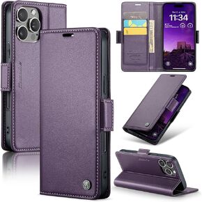 Flip Case for iPhone 16 Pro Max, [RFID Blocking] PU Leather Wallet Flip Folio Case with Card Holder Kickstand Shockproof Phone Cover for Men Women for iPhone 16 Pro Max Case 6.9 inch (Black)