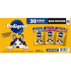 Pedigree High Protein Adult Soft Wet Dog Food Variety Pack, 3.5 oz Pouches, 30 Count