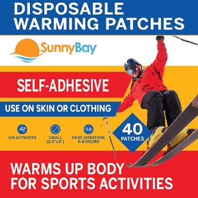 SunnyBay Adhesive Disposable Warming Patches for Back, Neck, Body, Natural Heat, Ideal for Outdoor Activities like Skiing, Hiking, Hunting, Fastest Activation for On-the-Go Warmth, 40 Count, Pack of 1
