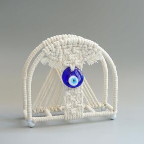 حامل مناديل مزخرف على شكل عين الشر منسوج يدويًا من Boho / موزع مناديل قائم بذاته على سطح الطاولة in Kuwait