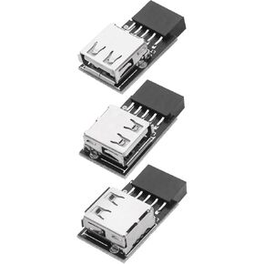 3pcs 9 Pin Front Panel Header USB 9 Pin to Type A Adapter USB 2.0 Upward Left Right Comaptible with Mac Compatible with WINXP/7/8/10/11 System